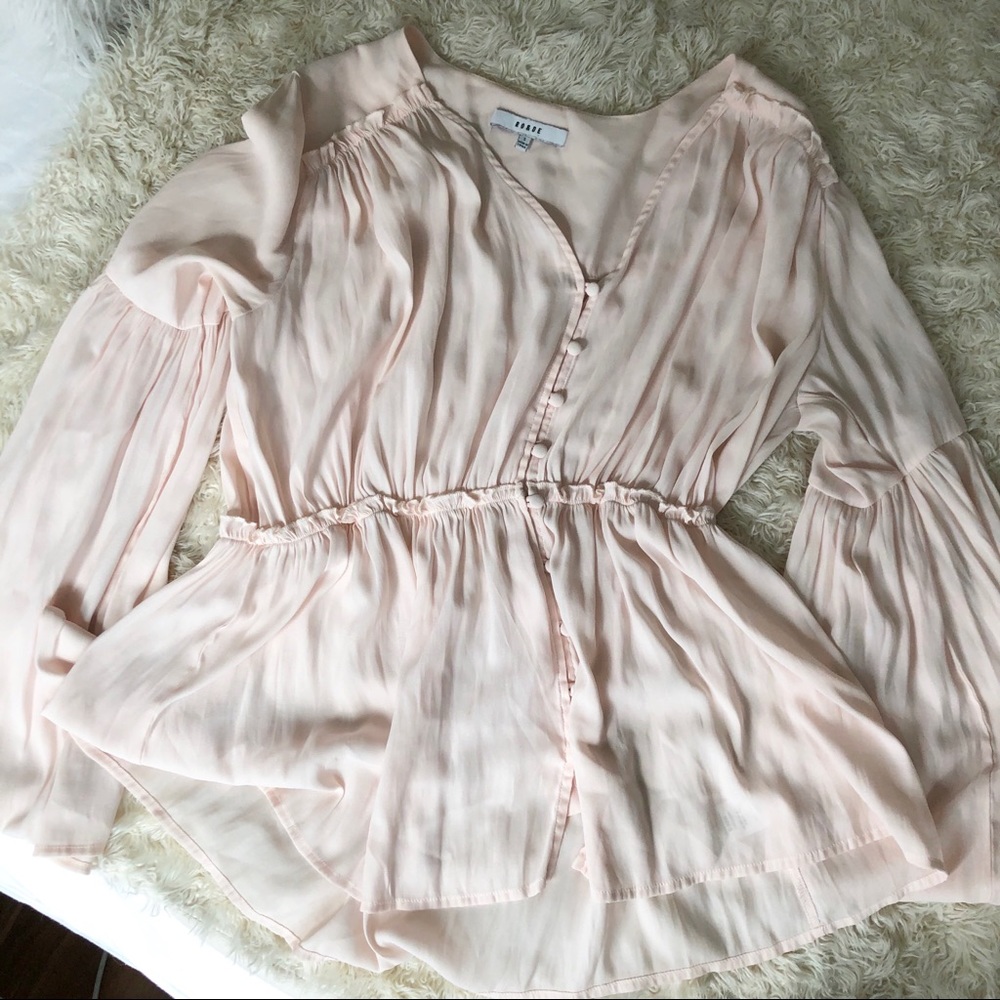 Light Pink Anthropologie Button Flowy Blouse